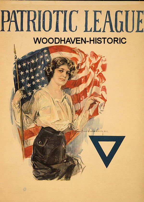 1918 World War I (WWI) Patriotic League Poster  