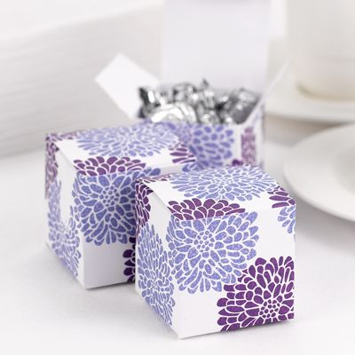 100) Purple Floral Blooms Favor Boxes Wedding Bridal Reception Lilac 