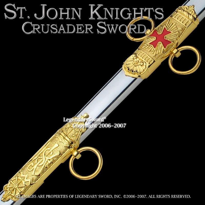 Gold Masonic Knights of St. John Crusader Templar Sword  