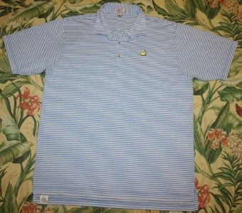 Mens Peter Millar MASTERS Blue Striped Golf Polo Shirt XL  