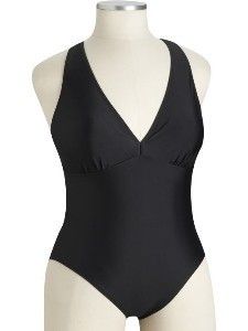 Old Navy Plus Black One Piece Cross Over Back Swimsuit 16 18 1X  