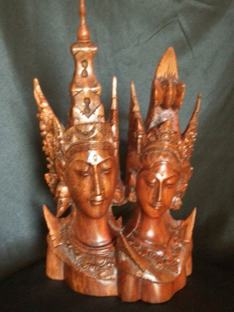 13 Suar Wood Rama Sita Portrait Sculpture Love Statue  