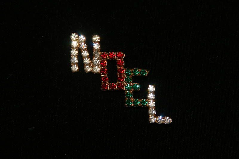 RED/CLEAR/GREEN Austrian Crystal Christmas NOEL Pin  