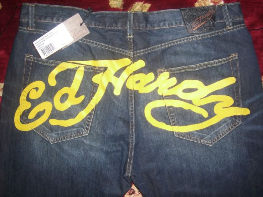 Ed Hardy Mens Blue McQueen Jeans Size 46/34 Authentic Medium Signature 