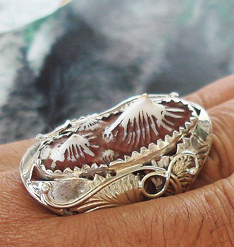 925 STERLING SILVER RING WITH STINGRAY TAIL GEMSTONES  