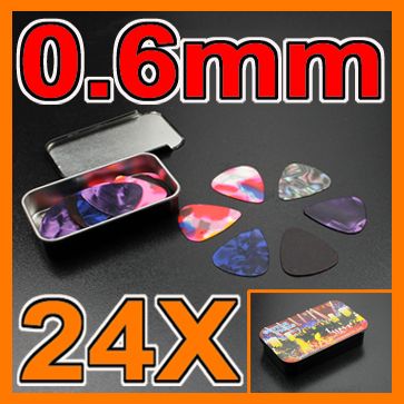 24 Multi color celluloid Assorted Guitar Strings Picks style 0.71mm 