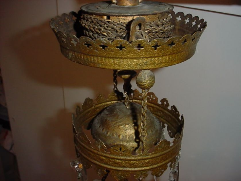 Victorian Hand Painted Antique Parlor Kerosene Oil Hanging Lamp  