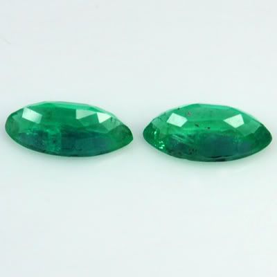   Natural Top Green Emerald Marquise Cut Rare Pair From Zambia Unheated
